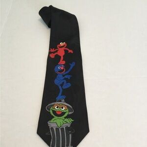 Sesame Street Black Tie with Colorful Characters